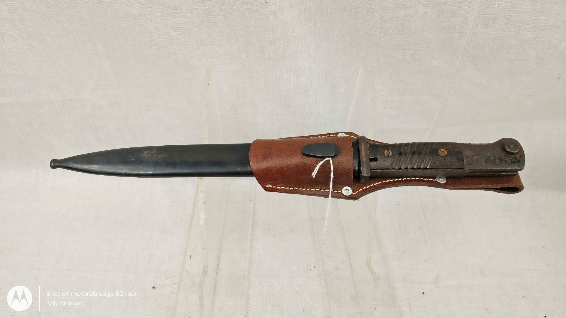 German Mauser K98 Rifle Bayonet, Scabbard and Brown Leather Frog - Image 2