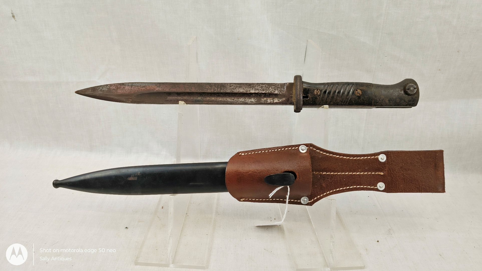 German Mauser K98 Rifle Bayonet, Scabbard and Brown Leather Frog