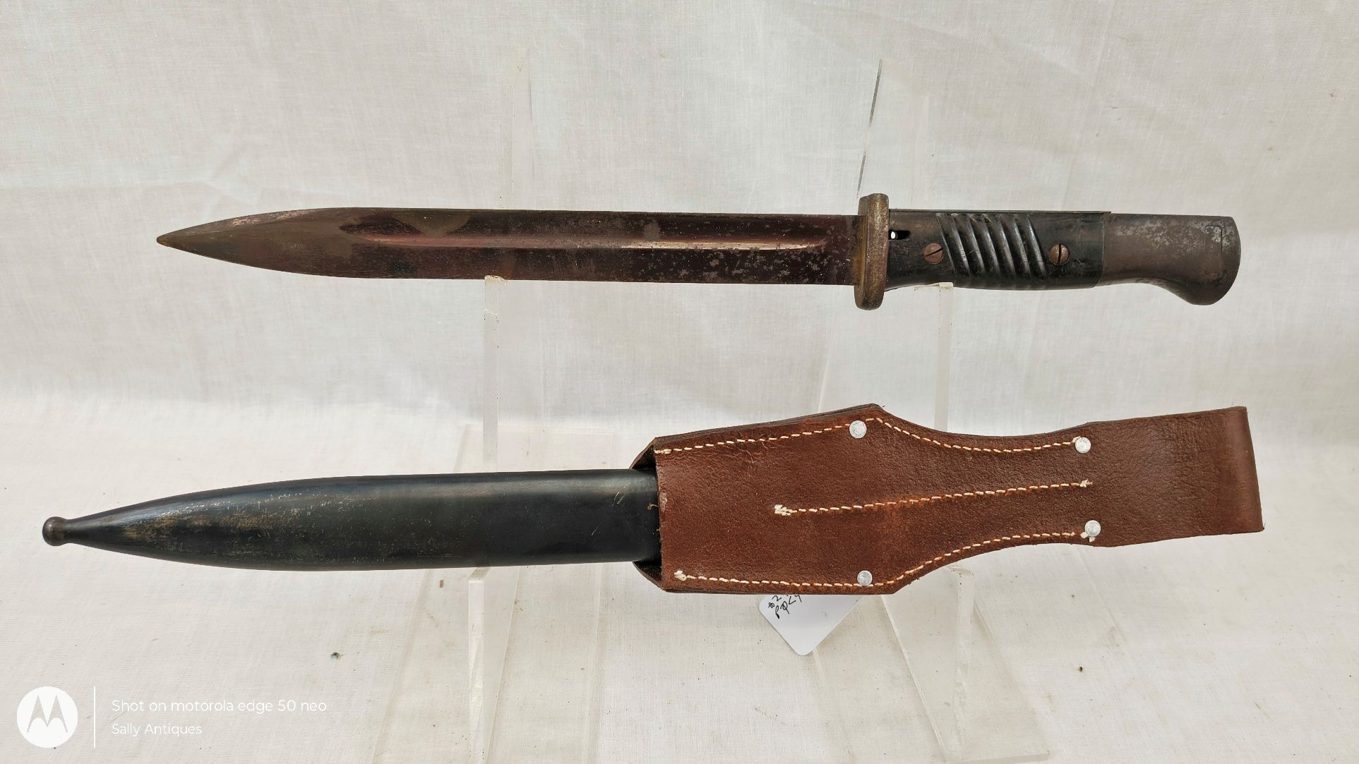 German Mauser K98 Rifle Bayonet, Scabbard and Brown Leather Frog - Image 3