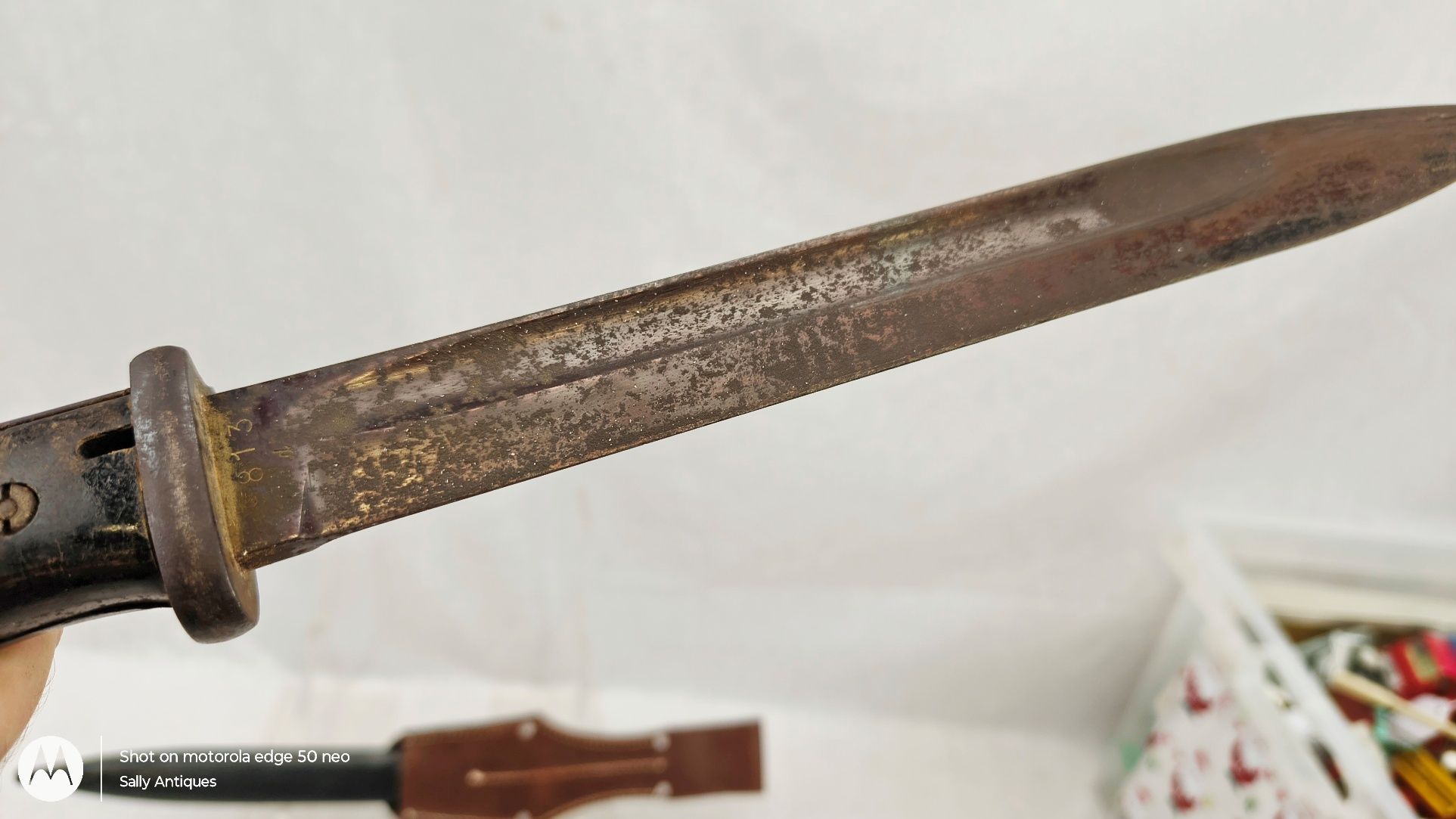 German Mauser K98 Rifle Bayonet, Scabbard and Brown Leather Frog - Image 6