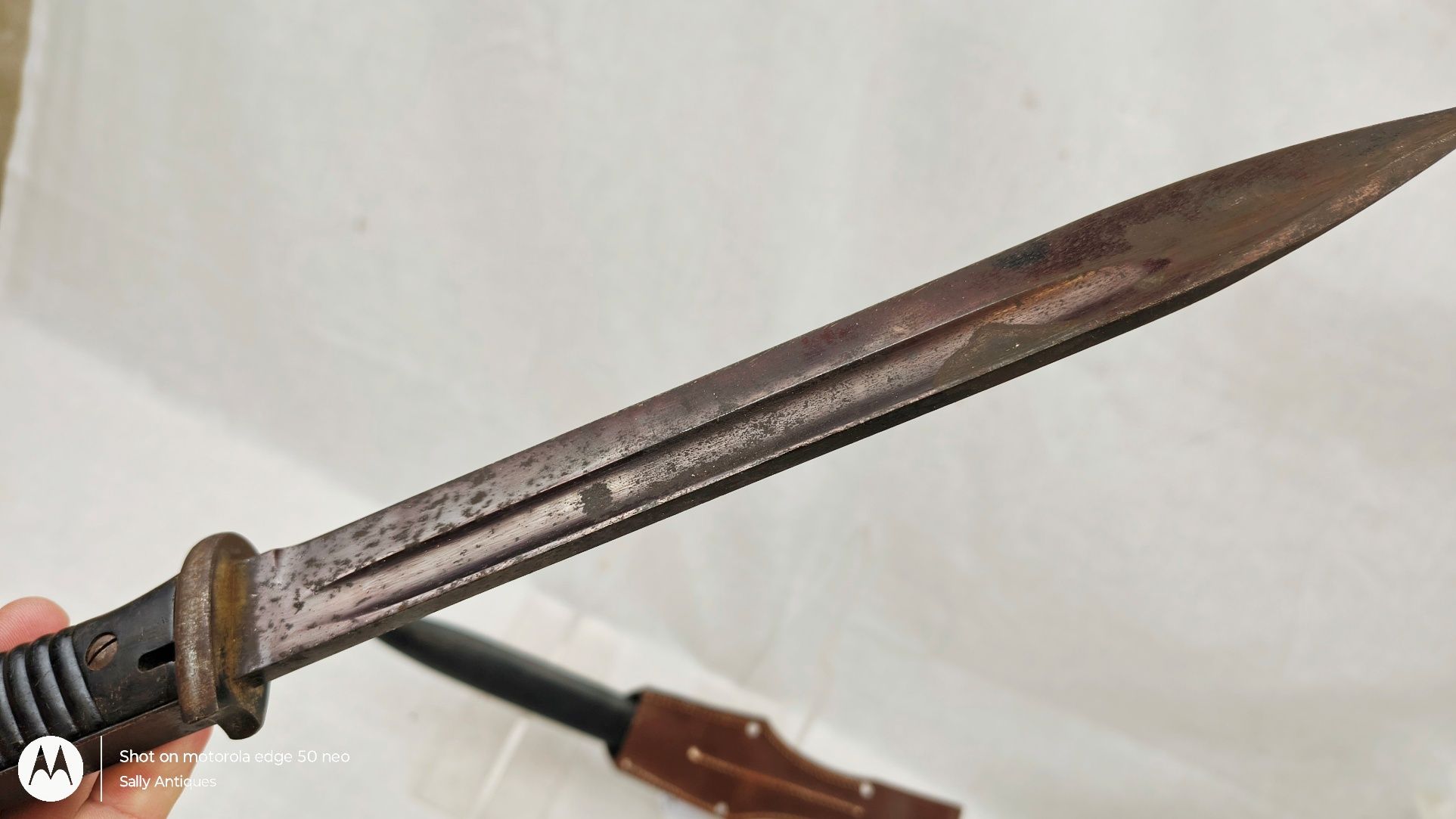 German Mauser K98 Rifle Bayonet, Scabbard and Brown Leather Frog - Image 7