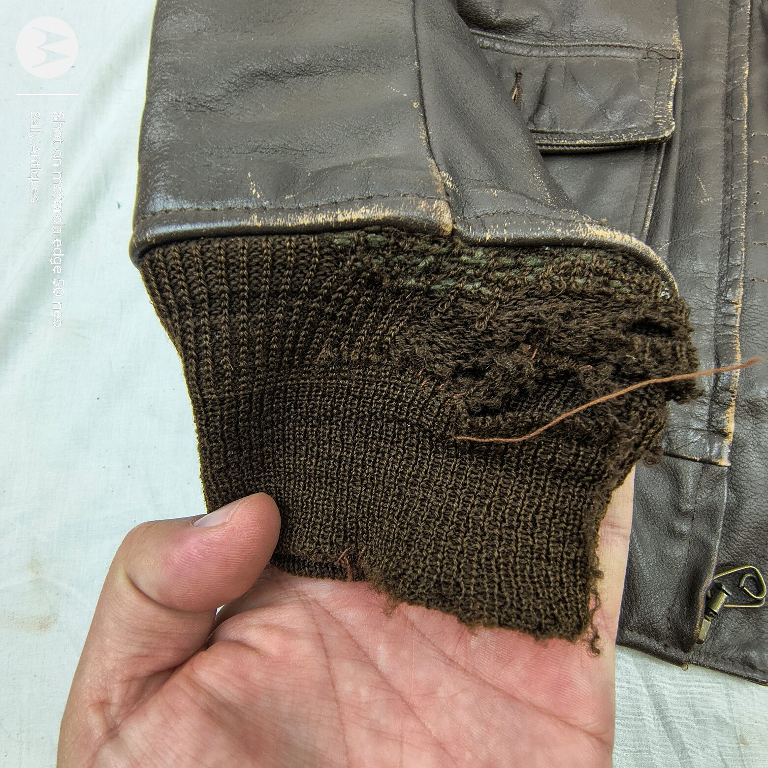 U.S. Navy Flight Jacket, WW2 Era Leather, shearling collar, c. 1940s - Image 4