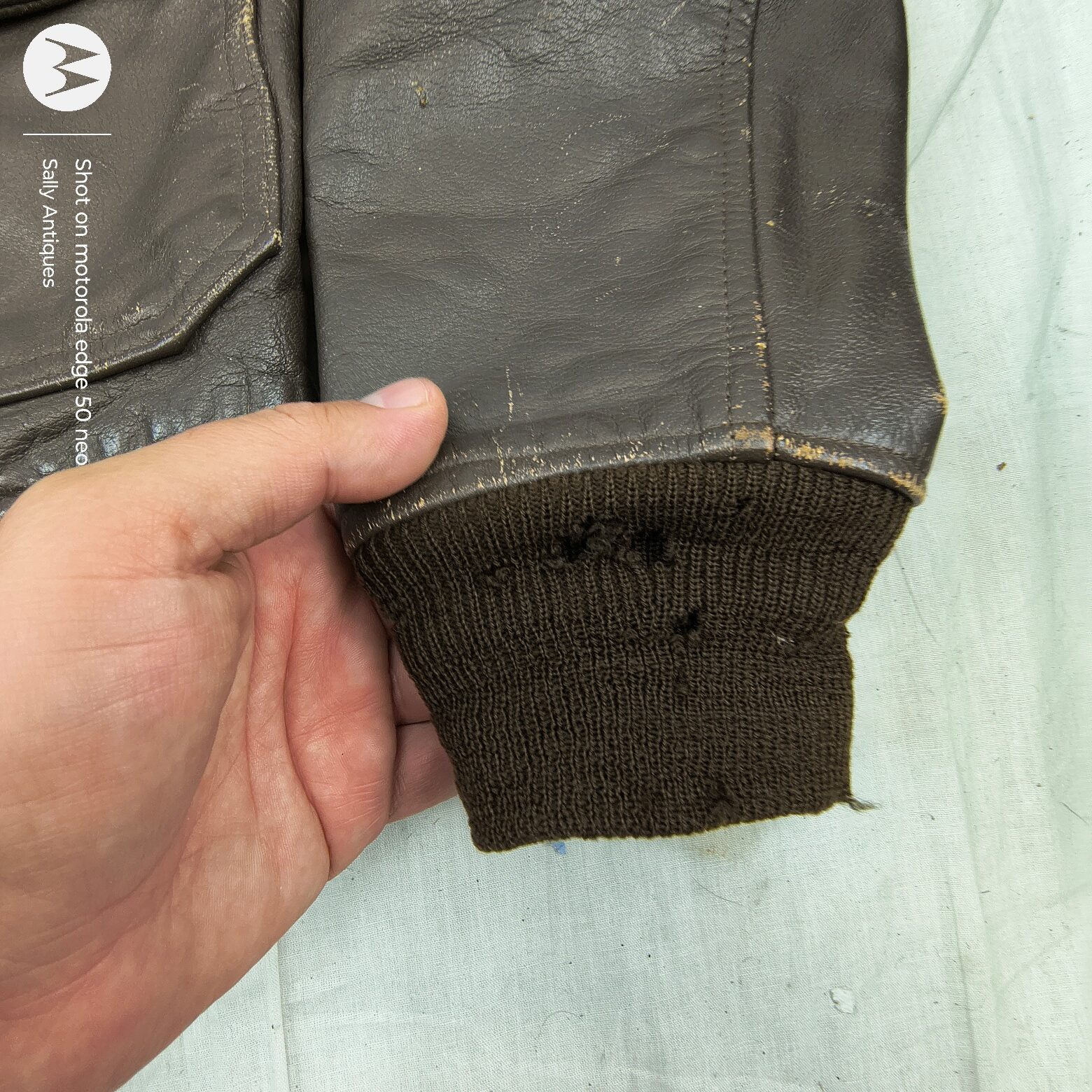 U.S. Navy Flight Jacket, WW2 Era Leather, shearling collar, c. 1940s - Image 5