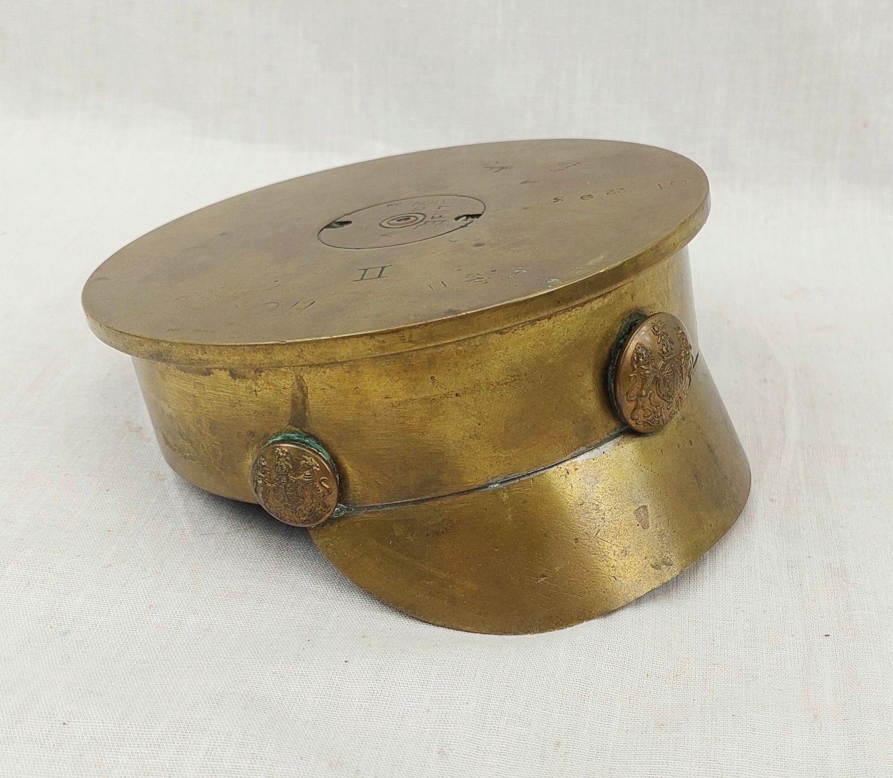 WW1 4.5 Inch Howitzer British Army Trench Art Officers Cap