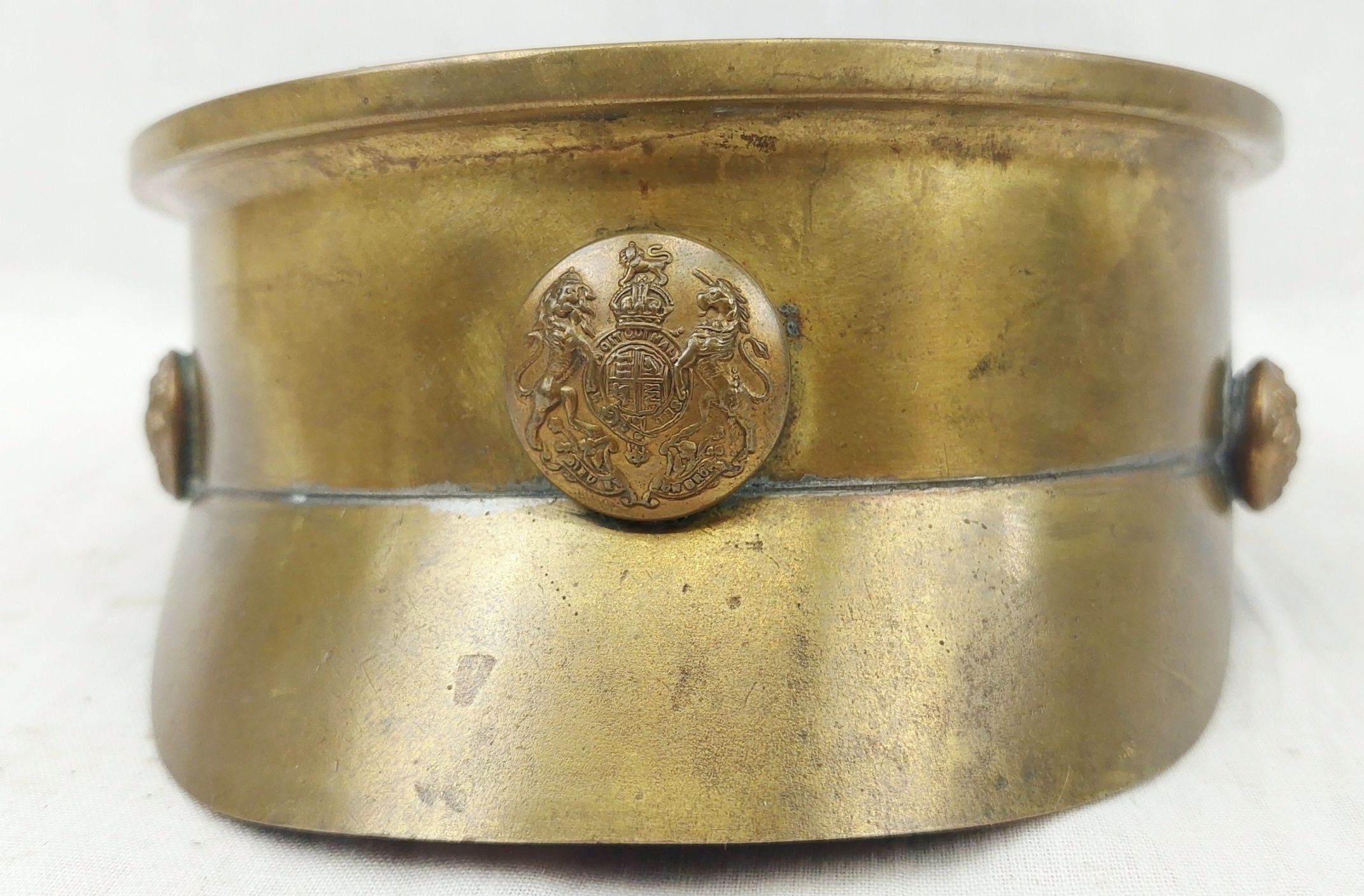 WW1 4.5 Inch Howitzer British Army Trench Art Officers Cap - Image 6