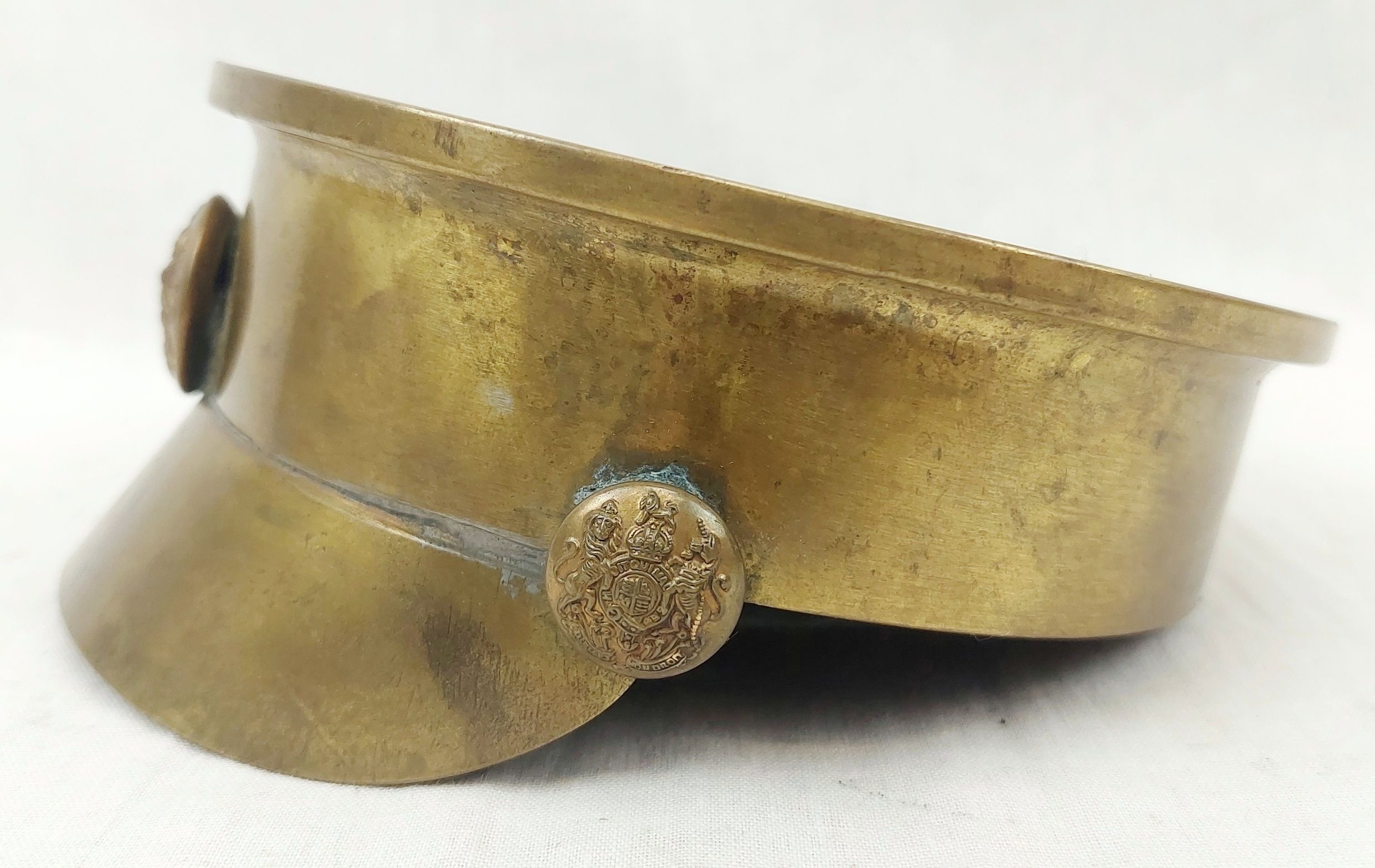 WW1 4.5 Inch Howitzer British Army Trench Art Officers Cap - Image 5