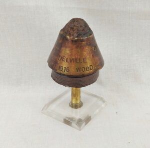 WW1 British 1916 Deville Wood Mounted Shell Fuse Head