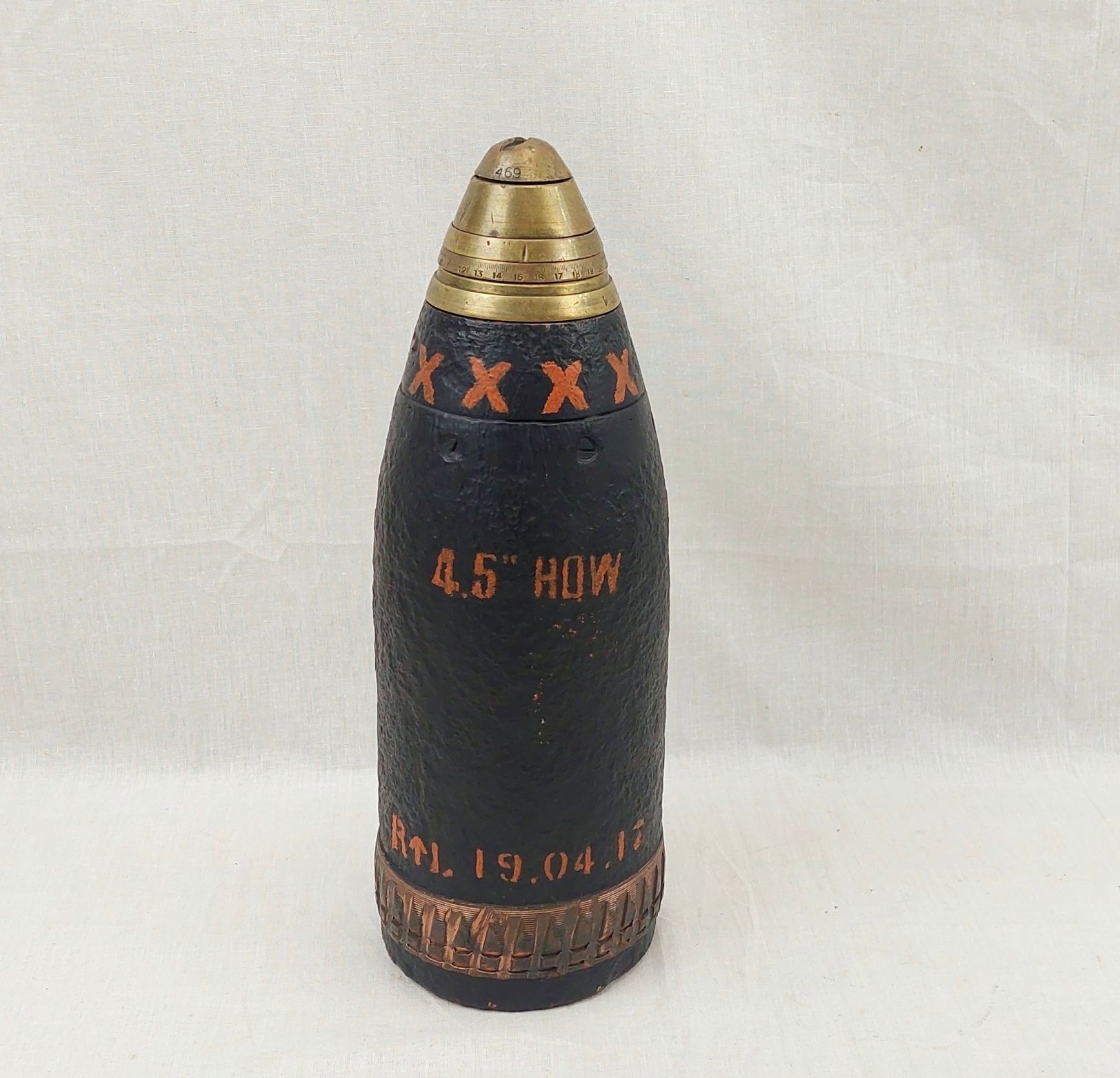 WW1 British 4.5 Howitzer Shrapnel Artillery Shell
