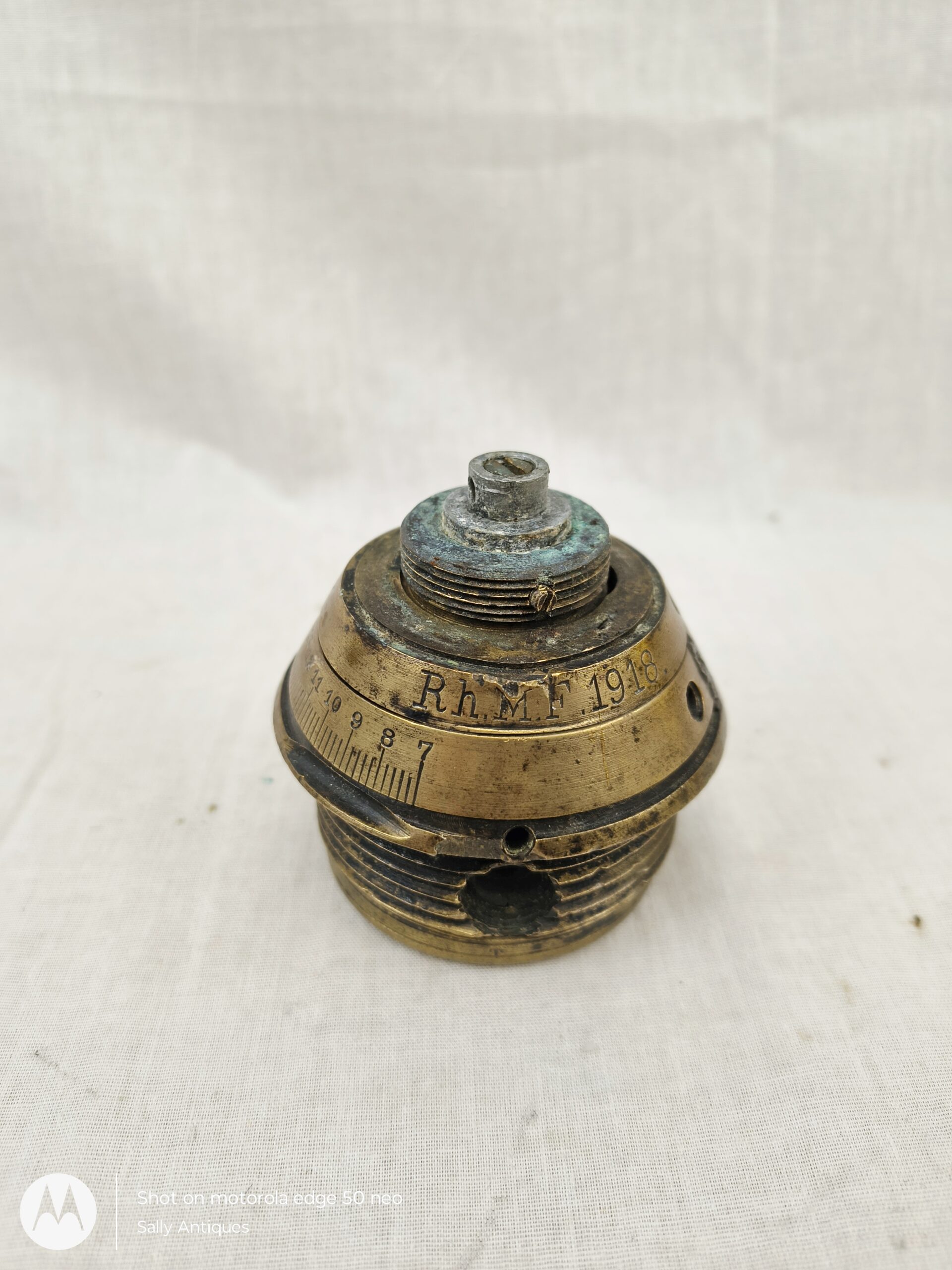 WW1 Imperial German ZsumWM fuse marked RhMF 1918