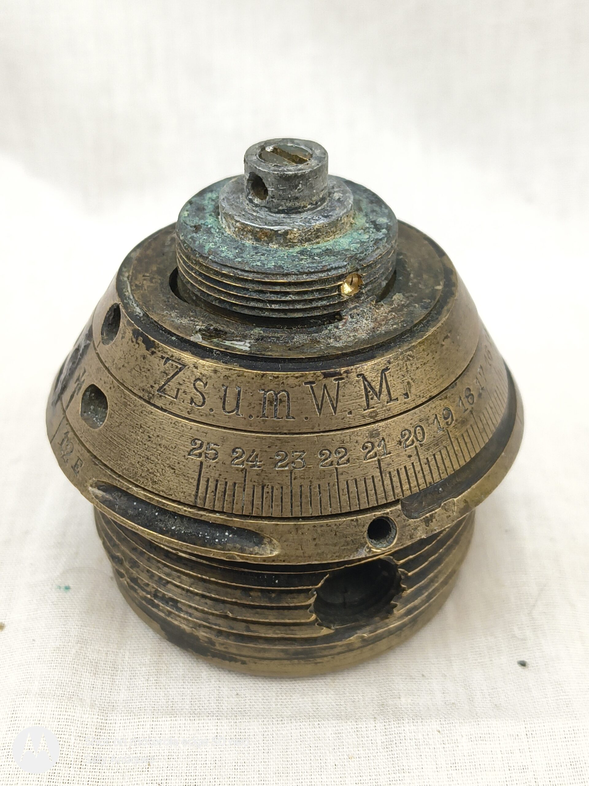 WW1 Imperial German ZsumWM fuse marked RhMF 1918 - Image 3