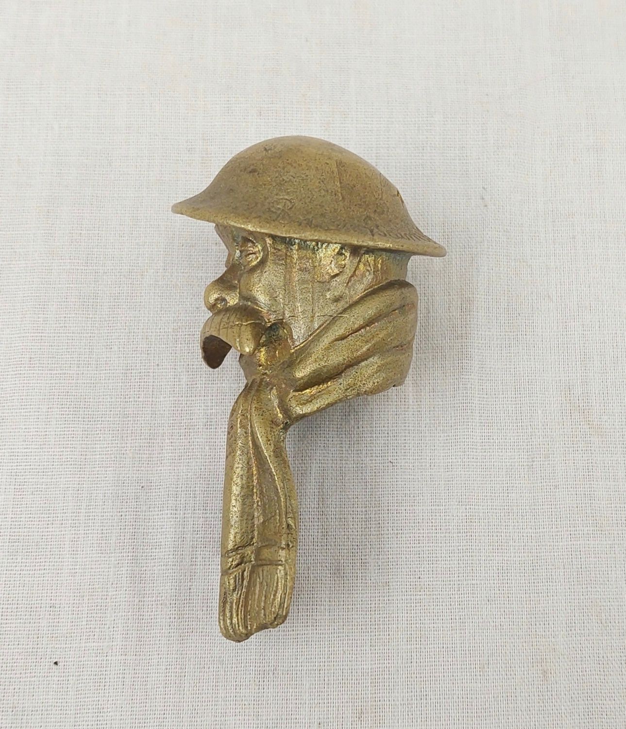 WW1 Old Bill Bruce Bairnsfather Brass Motorcycle Mascot - Image 3
