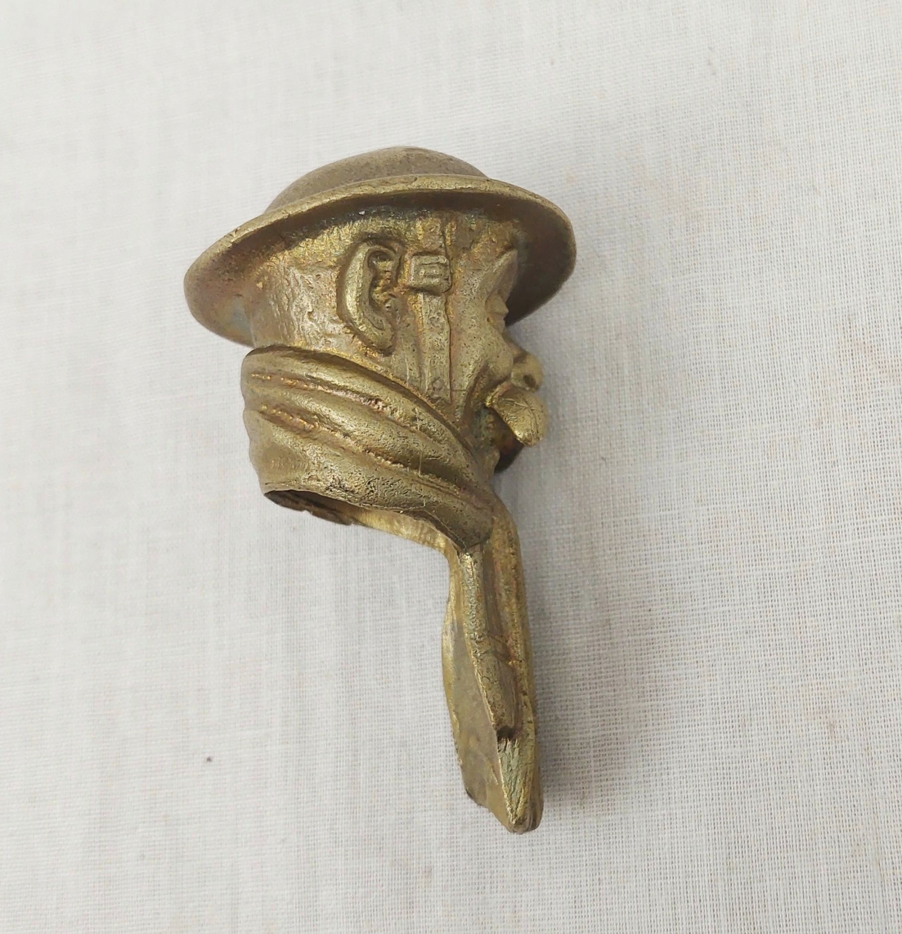 WW1 Old Bill Bruce Bairnsfather Brass Motorcycle Mascot - Image 2