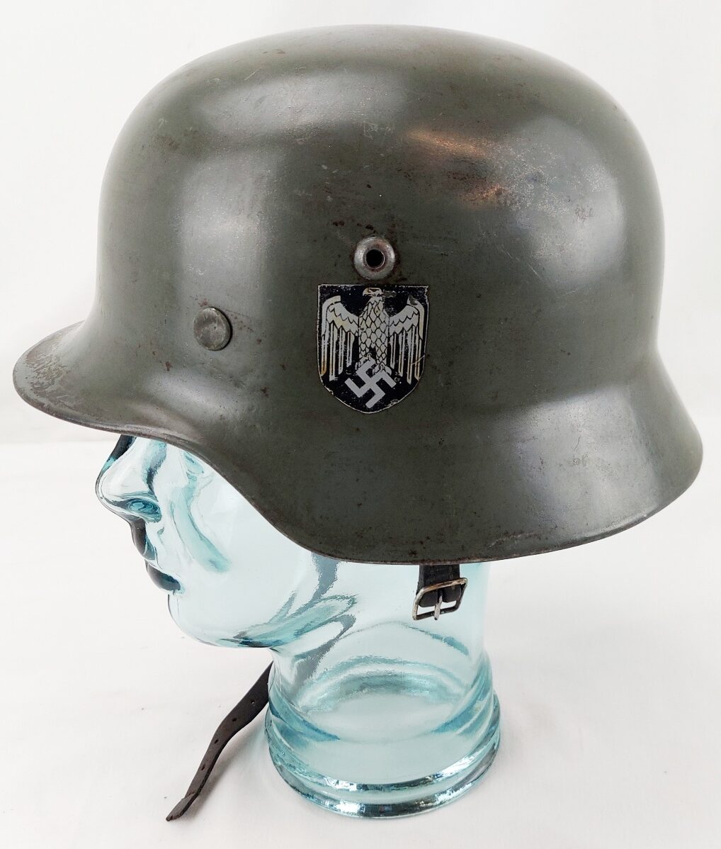 German, WW2, Rare SE64 M35 Double Decal Heer Helmet, Parade Finish, Lot 4208, Early 1937 Production with 1944 Reissue Liner - Image 2