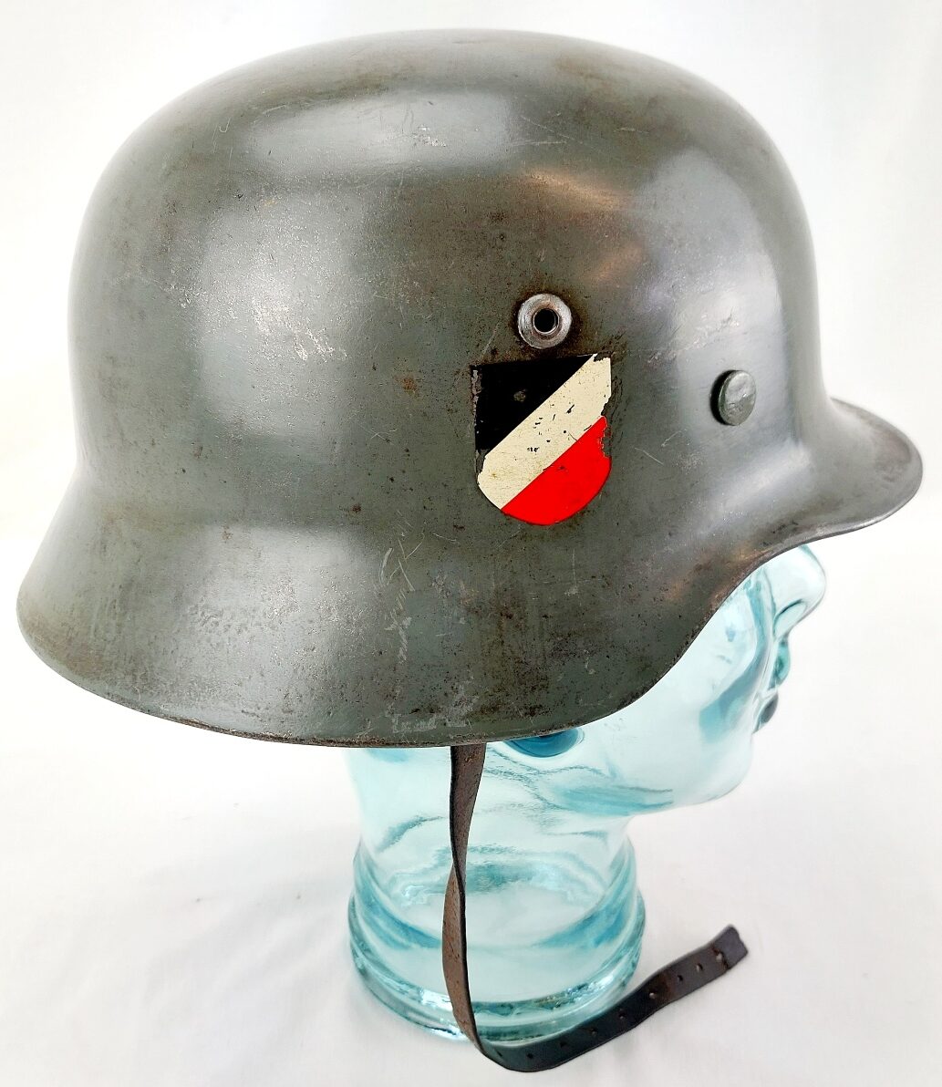 German, WW2, Rare SE64 M35 Double Decal Heer Helmet, Parade Finish, Lot 4208, Early 1937 Production with 1944 Reissue Liner - Image 4