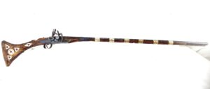 Afghan, 19th Century, Jezail Flintlock Musket, Bone Inlay & Six White Metal Bands, Obsolete Calibre