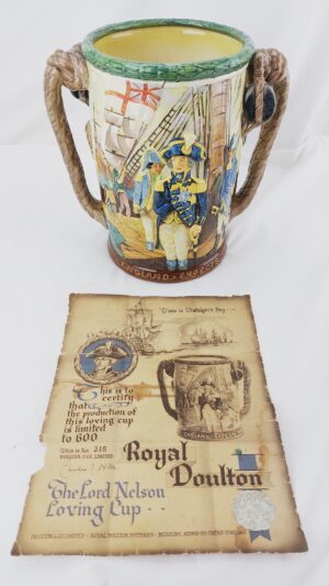 British, Interwar (1930s), Royal Doulton Lord Nelson Loving Cup, Limited Edition No. 346 of 600, with Original Certificate