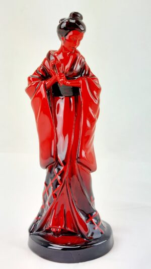 British, Royal Doulton, 1989, The Geisha HN3229, Flame Glaze Figurine, Collectors Club Exclusive, by Peggy Davies