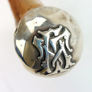 British, 1889, Asprey of London Victorian Walking Stick with Hallmarked Silver Pommel, Monogrammed