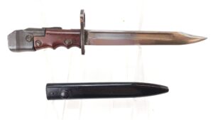British, 1945–48, No.7 Mk I/L Swivel Pommel Bayonet Bowie Fighting Knife & Scabbard, by BSA (“M47B), VGC