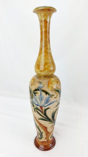British, WW1, Doulton Lambeth Stoneware Vase, Signed ES (Eliza Simmance), Dated April 1915, 43cm