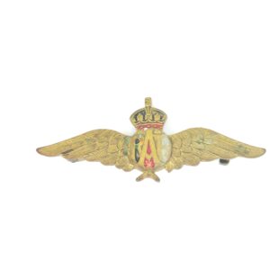 British, WW1, RAF Sweetheart Brooch, Pilot's Wings, Brass & Enamel, King’s Crown