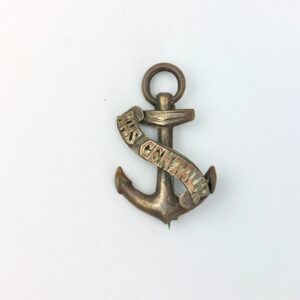 British, WW1, Royal Navy HMS Centaur Sterling Silver Anchor Sweetheart Brooch, by Spink Brothers, Dated 1916