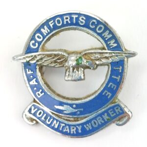 British, WW2,  RAF Comforts Committee Voluntary Worker Badge, Enamel & Chrome, By Thomas Fattorini