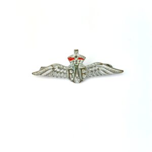 British, WW2, RAF Pilot's Wings, Sweetheart Brooch, White Metal with Enamel Traces