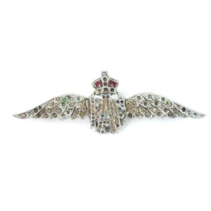 British, WW2, RAF Sweetheart Brooch, King’s Crown, Pave Set