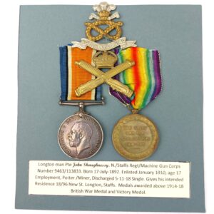 British, WWI, Medal Group, Pte. John Shaughnessy, North Staffs Regiment & Machine Gun Corps, With Research