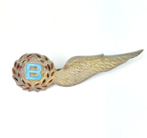 British, WWII, RAF Bomb Aimer’s Brevet Wing, Sweetheart Brooch, Sterling Silver & Enamel