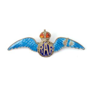 British, WWII, RAF Silver & Enamel Pilot's Wings Sweetheart Brooch