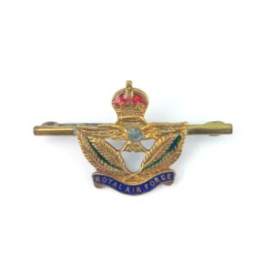 British, WWII, RAF Sweetheart Brooch, Enamel & Gilt, King’s Crown, Bar Mount