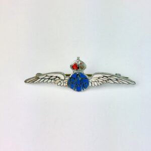 British, WWII, RAF Sweetheart Brooch - Pilot's Wings, Enamel, King’s Crown