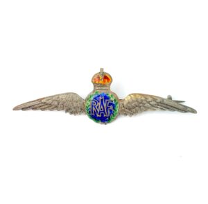 British, WWII, RAF Sweetheart Brooch, Silver & Enamel, King’s Crown