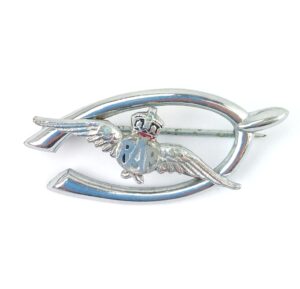 British, WWII, RAF Sweetheart Brooch – Wishbone Design, Cold Enamel Detail