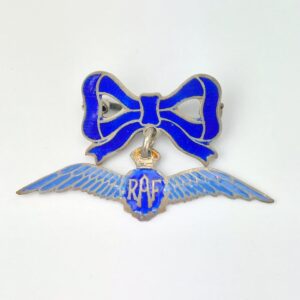 British, WWII, Royal Air Force Sweetheart Brooch, Silver & Enamel, Bow and RAF Wings