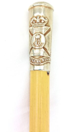 British, c.1910–1930, Wiltshire Regiment Silver-Topped Bamboo Swagger Stick