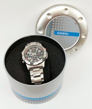 Cased Gents Casio Wave Ceptor Stainless Steel Watch
