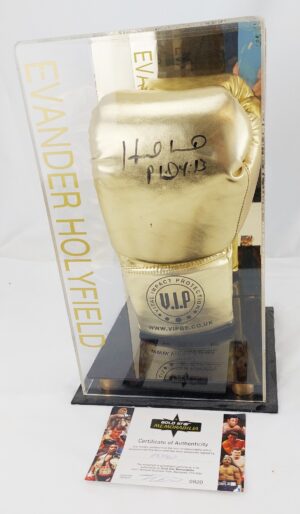 Evander Holyfield Signed Boxing Glove, With Display Case & Certificate of Authenticity