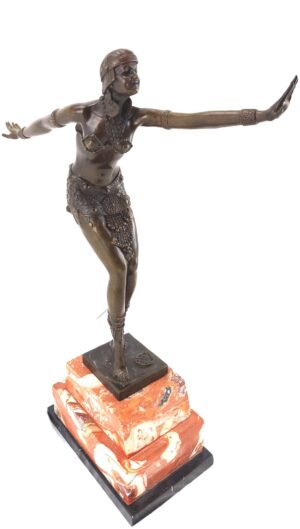 French, Bronze “Russian Dancer” after Demetre Chiparus, Signed, Marble Base