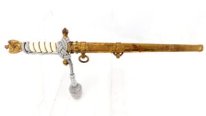 German, WW2, Kriegsmarine Officer’s 2nd Model Dagger by Eickhorn, Solingen, with Lightning Bolt Scabbard and Portepee