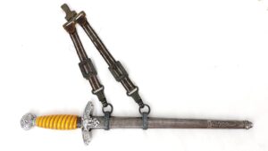 German, WW2, Luftwaffe 2nd Pattern Officer’s Dagger with Scabbard & Hangers (D.R.G.M RZM U.E.10), Excellent Condition