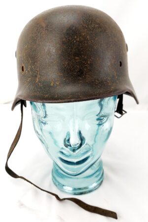 German, WW2, M40 SE62 Helmet, Lot 9806, Single Decal Heer, Named to Obergefreiter Kahlert, Original Paint, Liner & Chinstrap