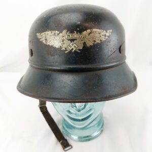 German, WW2, Luftschutz M38 Gladiator Helmet, by Paul Diener, RL2–38/28, Original Decal, Liner & Strap