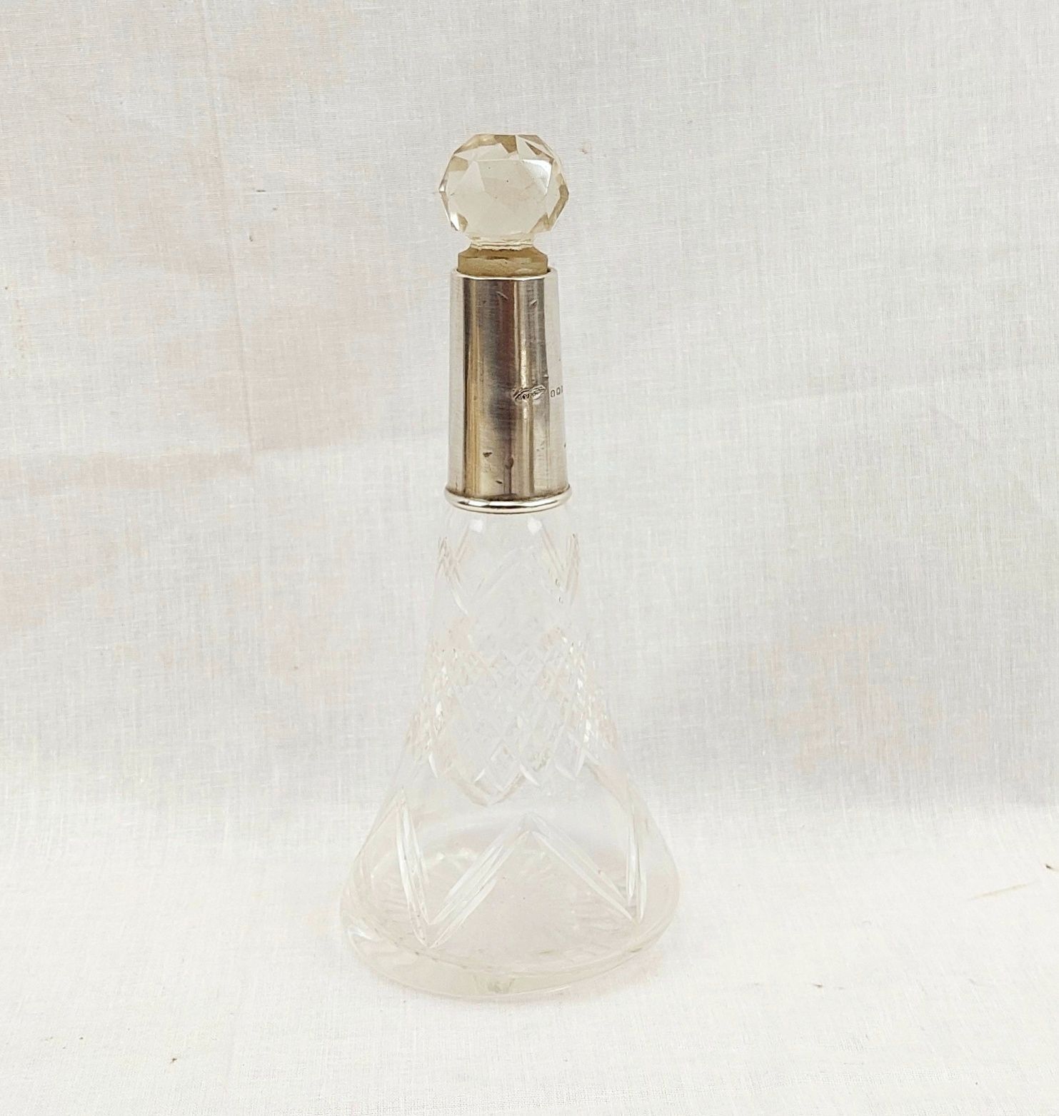 Large London 1922 Sterling Silver Mounted Perfume Bottle