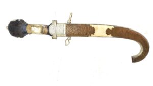 Moroccan, c.1900, Ceremonial Bridegroom’s Jambiya Dagger with Ornate Copper and Bone Scabbard