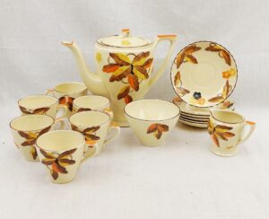 Myott Ceramic Floral Art Deco Coffee Set For Six