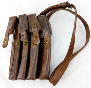 Original WW2-Cold War, Leather Four-Cell SMG Magazine Pouch with Shoulder Strap