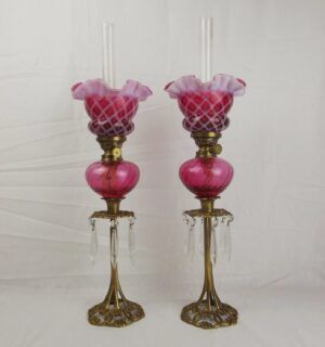Pair of French Gaudard Oil Lamps c1900's